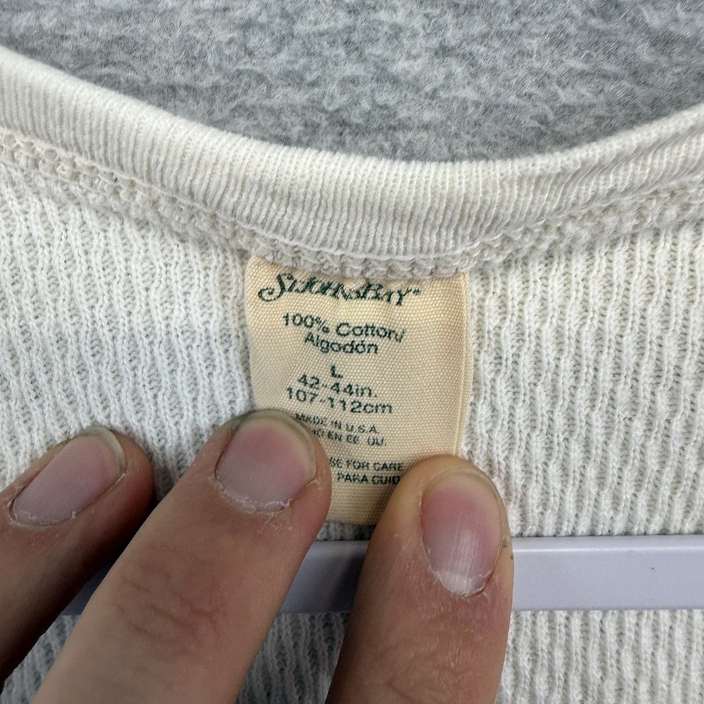 Vintage St Johns Bay Thermal Waffle Knit Long John Shirt White Men's L‎ 80s 90s - Picture 4 of 8